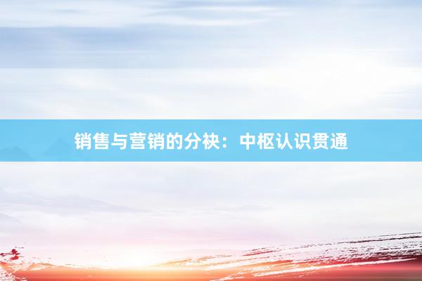 销售与营销的分袂：中枢认识贯通